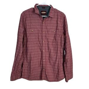Alesbury Men’s Slim Fit Button Down Shirt Medium Burgundy Plaid Long Sleeve